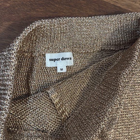 Super down metallic knitted  rose gold Maxi skirt - Picture 6 of 8